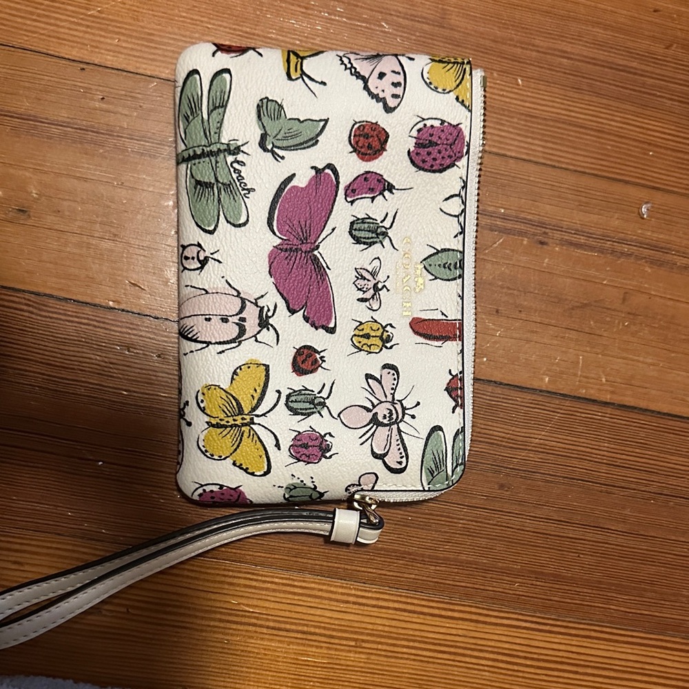 Coach Multicolor Insect Print Wristlet